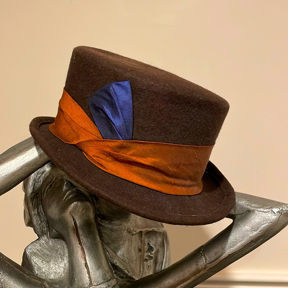 Swan and Stone Millinery one of a kind felted Handmade Swanky Top Hat